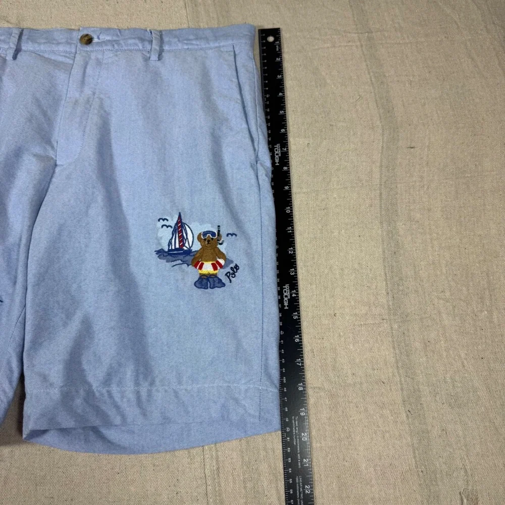 Polo Ralph Lauren Shorts Mens 34 Blue Excellent Polo Bear Embroidered Nautical